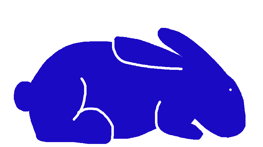 rabbit drawing in blue